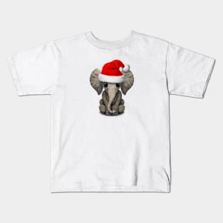 Baby Elephant Wearing a Santa Hat Kids T-Shirt